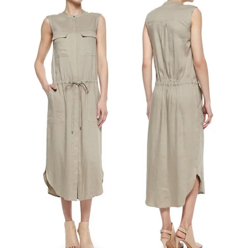Vince Neutral Linen Button Front Shirtdress Size XS‎